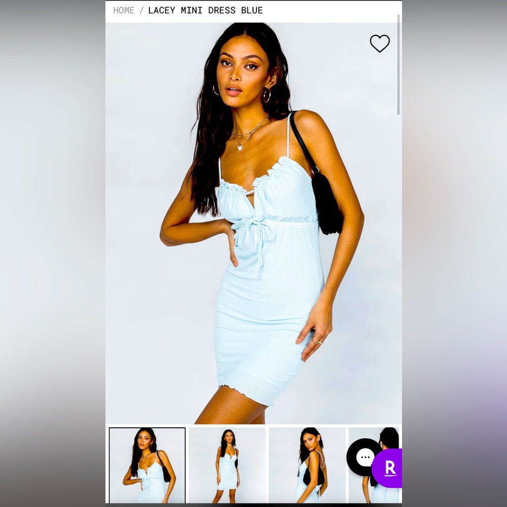 Princess Polly Lacey Mini Dress Blue, Size US 4